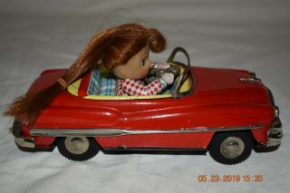 Vintage 1959 Japan Tin Litho Friction Car With Tin Bobby - Soxer Driver Ex/NM 5