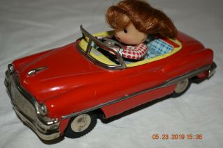 Vintage 1959 Japan Tin Litho Friction Car With Tin Bobby - Soxer Driver Ex/NM 8