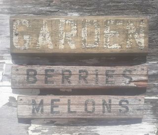 Old early Primitive antique farm chippy GARDEN harvest barn seed herbs Sign 4