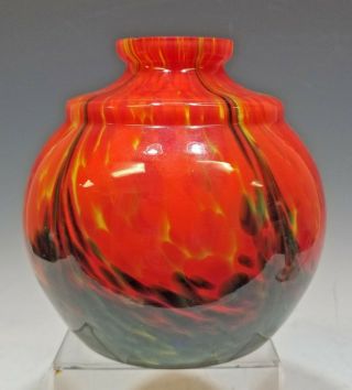 Art Deco Marmorean Glass Vase By Scailmont - Belgium