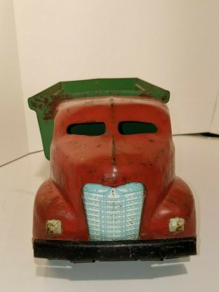 Vintage Wyandotte Dump Truck 1940 ' s Pressed Steele Red and Green 3