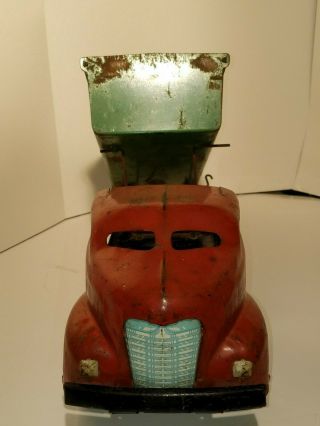 Vintage Wyandotte Dump Truck 1940 ' s Pressed Steele Red and Green 4