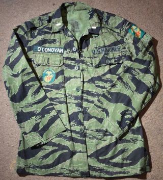 USMC Marine Corps Vietnam War Shirt & Pants TIGER CAMO Named w/ Patches 2