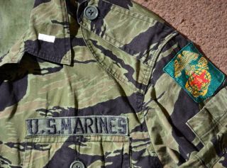 USMC Marine Corps Vietnam War Shirt & Pants TIGER CAMO Named w/ Patches 4