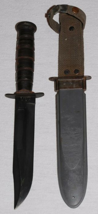 Vintage Wwii Usn 2 Ka - Bar Fighting Knife W/matching Scabbard Nord - 4723 Minty