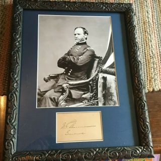 Authentic Signed Cut Civil War Hero William Tecumseh Sherman Framed Archival Mat
