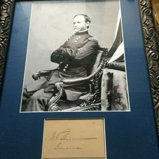 Authentic signed Cut Civil War Hero William Tecumseh Sherman Framed Archival Mat 3