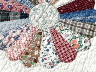 Cottage c 30s Dresden Plate QUILT Table Quilt Runner 52 x 13 1/2 4