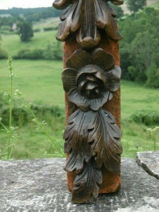 Pr 19thc OAK CARVED CORBELS WITH ACANTHUS LEAF & FLOWER 7