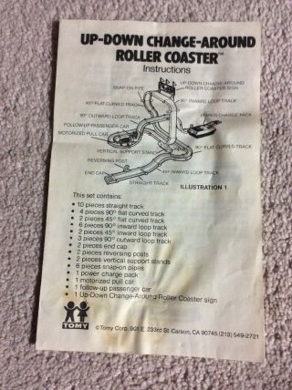 Vintage The Up Down Change Around Roller Coaster Tomy Toy No.  5006 Complete 6