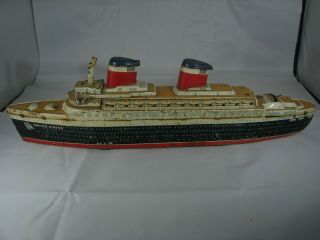 Vintage Big Etc Trademark Litho United States Ship/boat Battery Tin Toy,  Japan