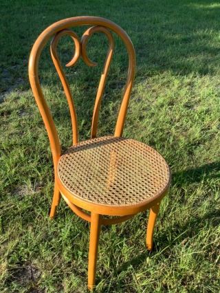 Antique Thonet Radomsko Bentwood Cafe Chair Made In Romania Vtg Cane Wood Heart