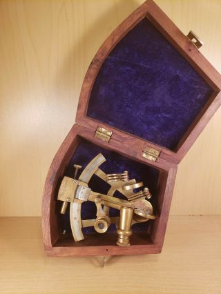 Large 4 Inch Brass Sexton By Stanley London Heavy.  Wood Box