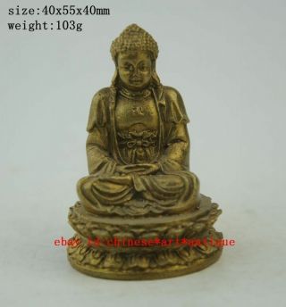 China Old Brass Sit Lotus Swastika Amitabha Sakyamuni Buddha Statue B01