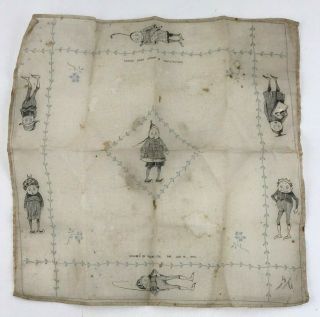 Antique 1894 Palmer Cox " Brownies " Handkerchief By Arnold Print Rare
