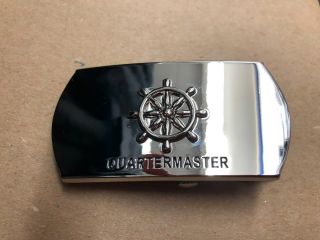 Military Issue Us Navy Rating Qm Quartermaster Silver Belt Buckle