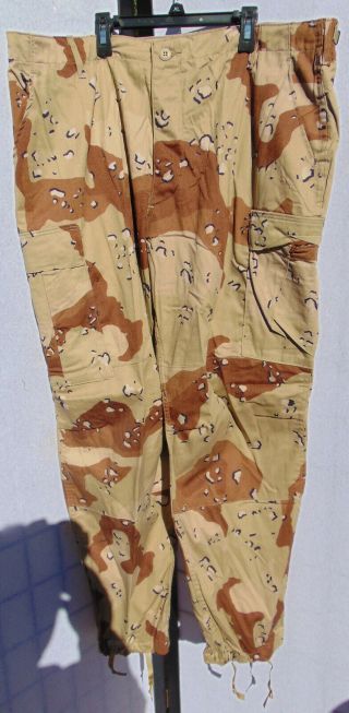 Desert Storm 6 Color Chocolate Chip Camo Bdu Pants Size L/l,  Old 1983 Stock
