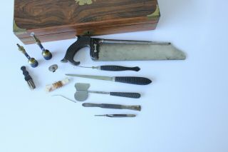 1860s Civil War Doctor Surgeon ' s Amputation Kit & Saw by Goulding & Co.  NY 9