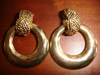 Vintage Large Clip Earrings By Ta - Gorgeous
