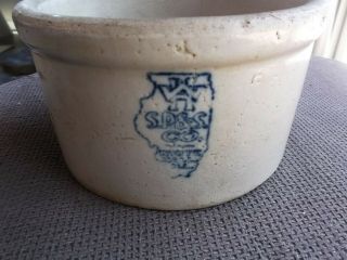 Small Antique White Hall SP&S Co.  Butter Crock 6 