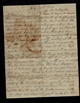 1864 Confederate Civil War Letter To Son In 5th Tennessee Infantry Find