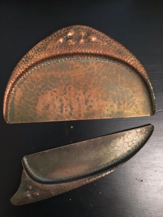 Antique Signed Roycroft Hammered Copper Crumb Tray & Scraper