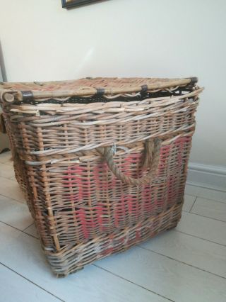 Large Antique Woven Willow Laundry Logs Storage Picnic Basket Trunk Scott Hall 2