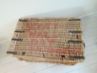 Large Antique Woven Willow Laundry Logs Storage Picnic Basket Trunk Scott Hall 3