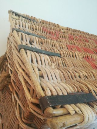 Large Antique Woven Willow Laundry Logs Storage Picnic Basket Trunk Scott Hall 7