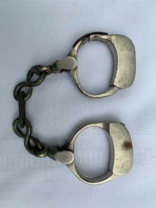 Antique Handcuffs 1882 - 1884 No Key Pat Nov 23 82 Nov 18 84 Marked T in a circle 2