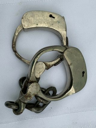Antique Handcuffs 1882 - 1884 No Key Pat Nov 23 82 Nov 18 84 Marked T in a circle 5