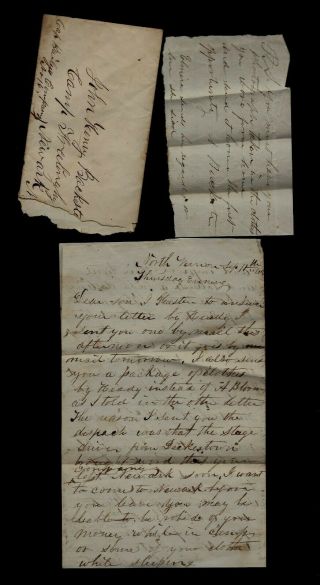 1862 North Vernon,  Nj Letter To Civil War Soldier In 27th Jersey Infantry
