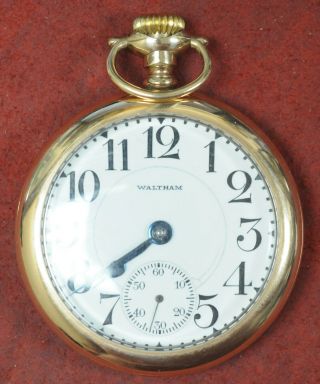 Vintage 1918 Waltham Pocket Watch Size 16 - 21 Jewels,  Gold Plated,  Running