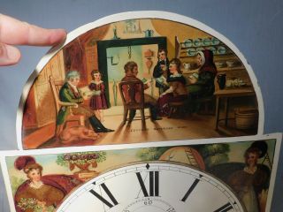 Antique Grandfather Clock Dial Oil Painting Robert Burns Cotter’s Saturday Cat 2
