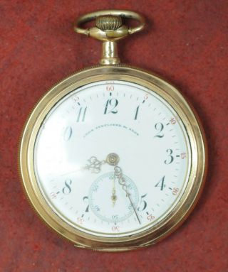 Vintage Chris Bernloeher Pocket Watch,  Size 12,  Gold Plated,  Not Running