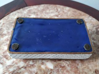Antique Chinese Cloisonne Enamel Trinket Box White Scales Blue Inside L@@K 6