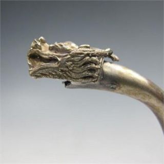 COLLECTIBLE CHINESE SILVER COPPER INLAID JADE HANDMADE DRAGON SMOKE PIPE 5