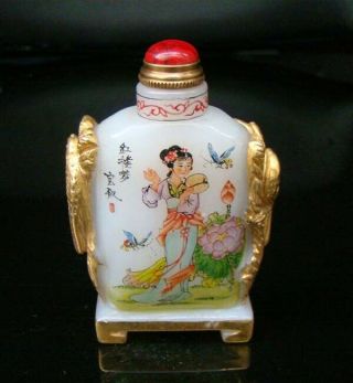 100 Handmade Carving Painting Gilt Snuff Bottles Old Peking Colored Glaze 011