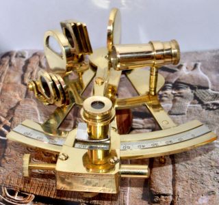 Marine Solid Brass 5 " Nautical Sextant - Maritime Ship Instrument
