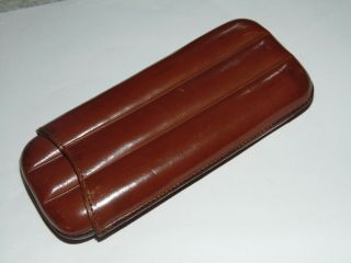 Good Vintage Orlik Brown Stitched Leather Cigar Case Holder