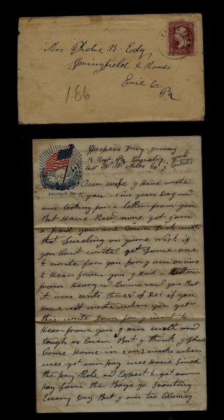14th Pennsylvania Cavalry Civil War Letter - Slept On Horse Waiting For Attack