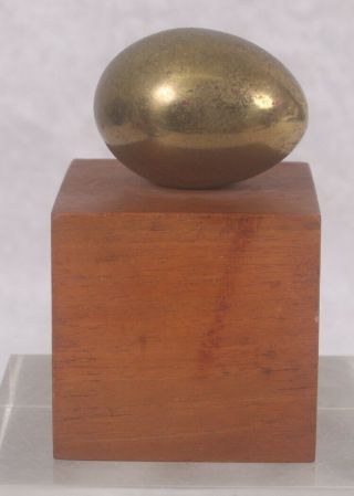 Vintage Made In Austria Brass Egg Paperweight W Wood Base Carl Auböck? Modernist