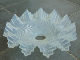 VINTAGE FRENCH VASELINE OPALINE MILK GLASS FRILLY LIGHT SHADE 6