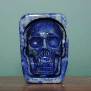 100 Natural China Hand Carving Lapis Lazuli Human Skeleton Head Statue A02