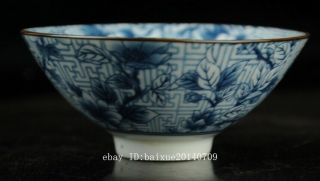 Chinese Antique Hand - Made Blue And White Porcelain Flower Pattern Bowl A02