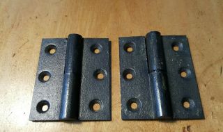 2x Antique Cast Iron Lift Off Left Hand Butt Door Hinges 3 X 2 1/2