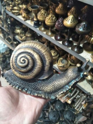 China handmade antique bronze Lucky Snail Figurines Statues 2