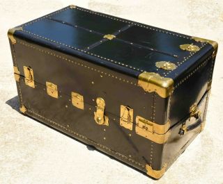 Vintage Large Black Steamer Trunk In 40 " Tall X 22 " X 22 "
