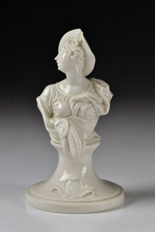 19th Century Nymphenburg Blanc De Chine Porcelain Bust Of Woman Summer