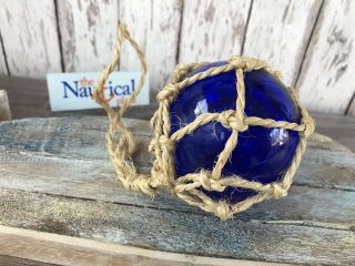 3 " Blue Glass Fishing Float Fish Net Buoy Ball Nautical Maritime Decor